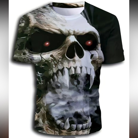 🔴 CLEARANCE 🏷️ NWT ☠️ 2-D HALLOWEEN SKULL SKELETON 2-SIDEGRAPHIC TSHIRT Men’s M - Picture 4 of 5